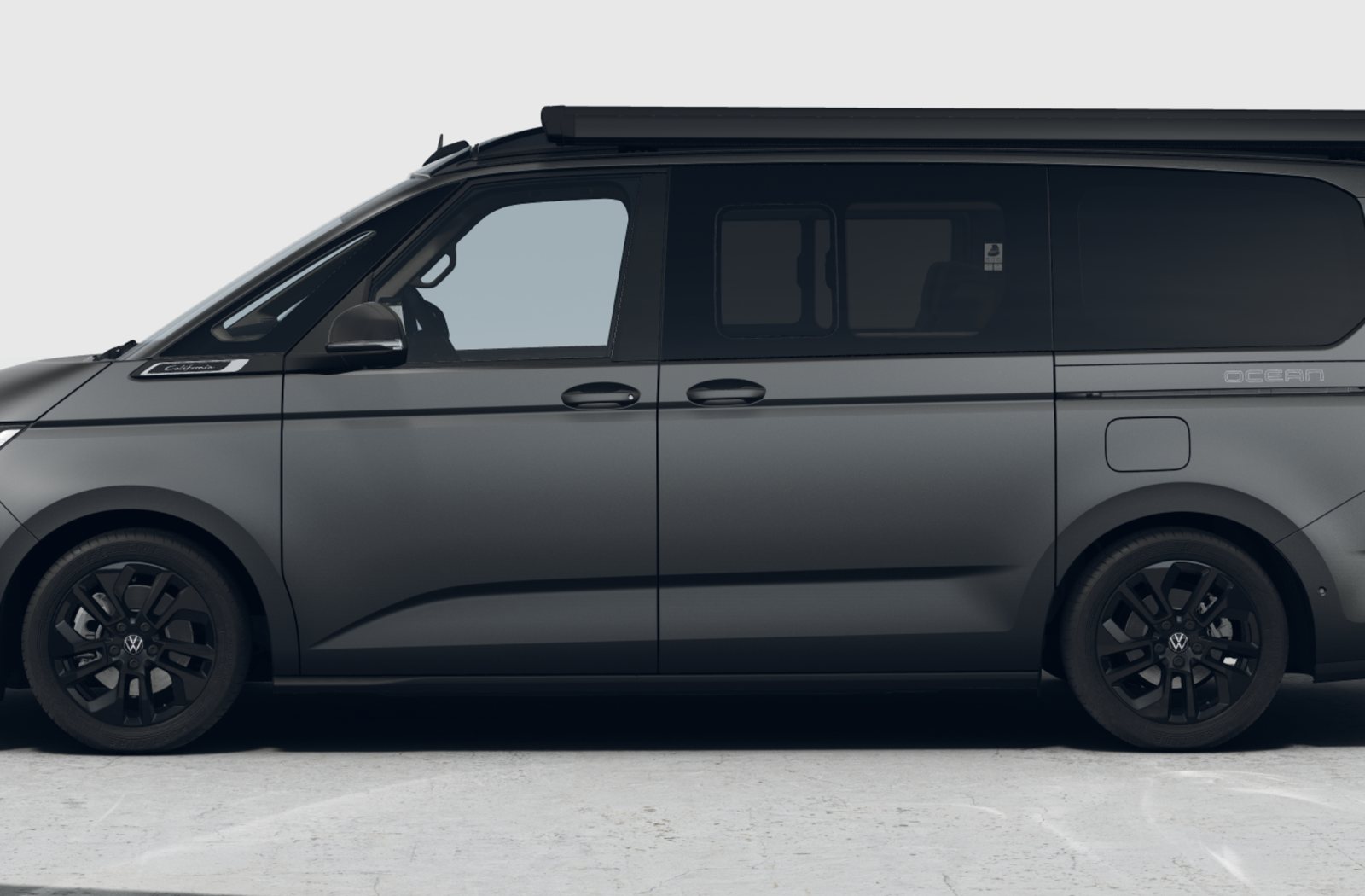 Left side profile of the California, matte grey